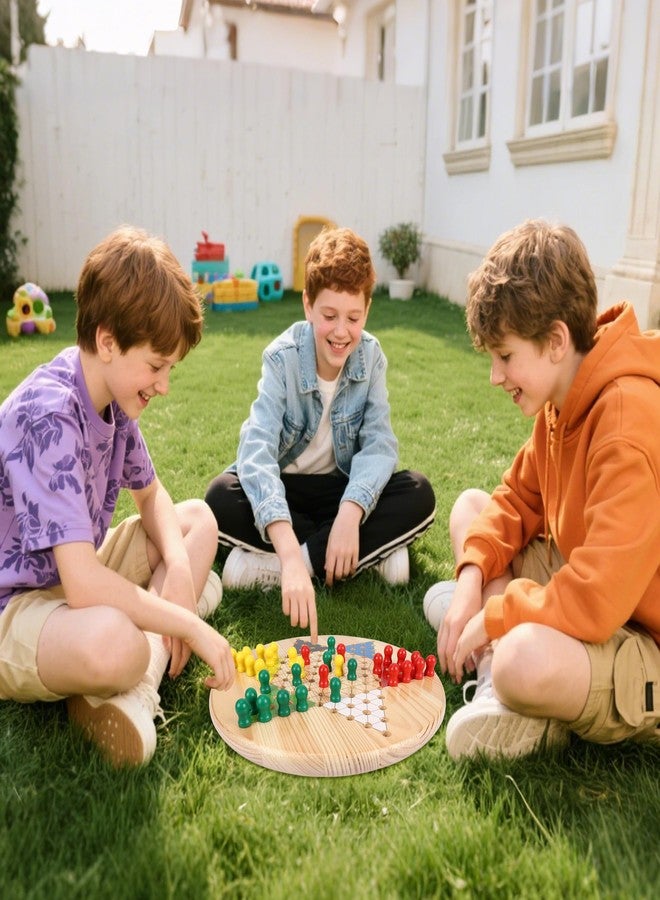 Gothink Chinese Checkers Board Game, 11.5 Inches Classic Game Board Set - Premium Solid Wood 60+6 pcs Colorful Pegs & Manual, Easy Grasping for Adults and Kids, w/Gift Box, Fun for Family Gathering - Image 2